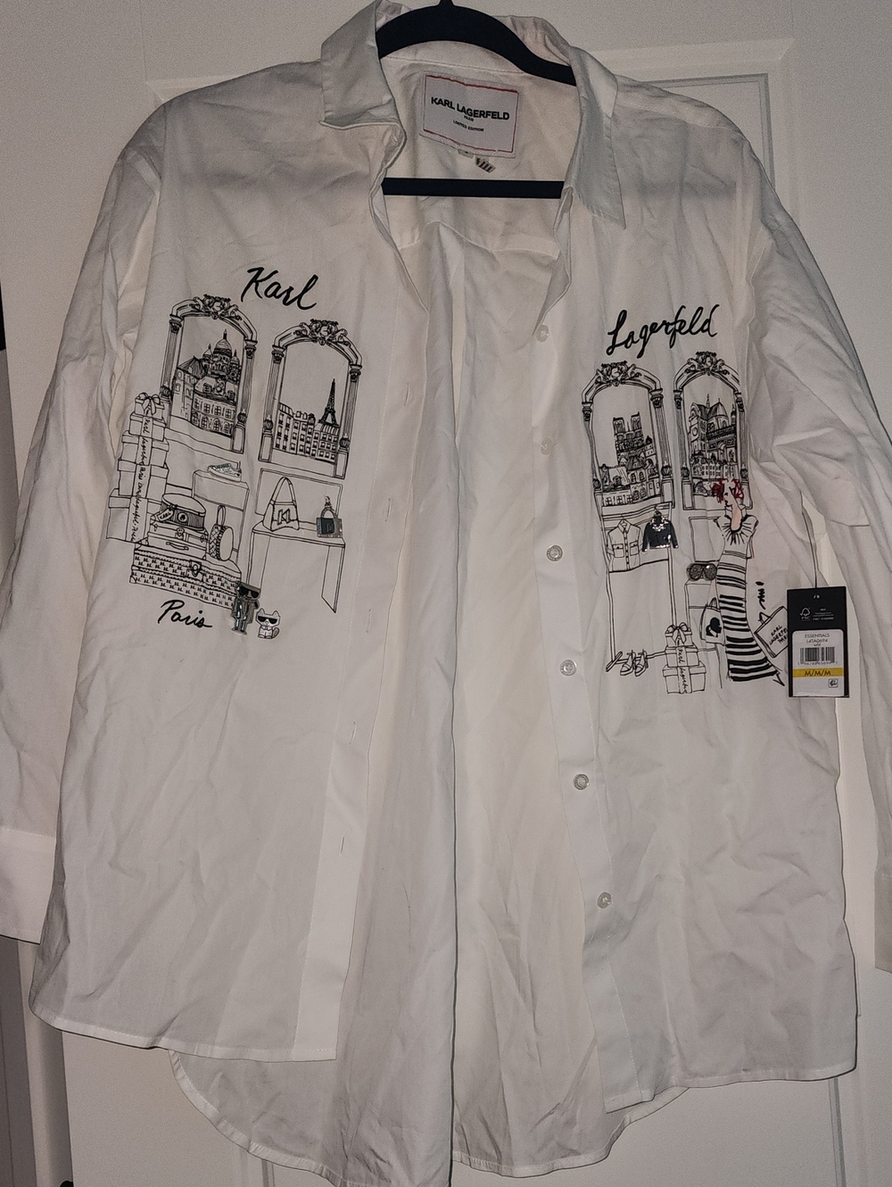 Karl Lagerfeld White Paris-Scene Embroidered Shirt